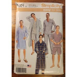 Simplicity 1021 Men Robe Nightshirt Pajamas Sewing Pattern Size XS-XL Uncut